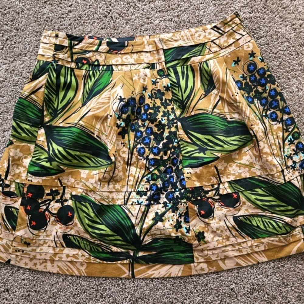 Anthropologize Botanical Print Mini Bubble Skirt